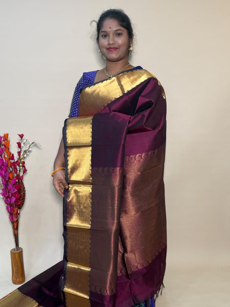Bavanchi Silk Cotton In Wine With Traditional Border