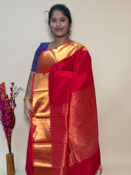 Bavanchi Silk Cotton In Red With Traditional Border