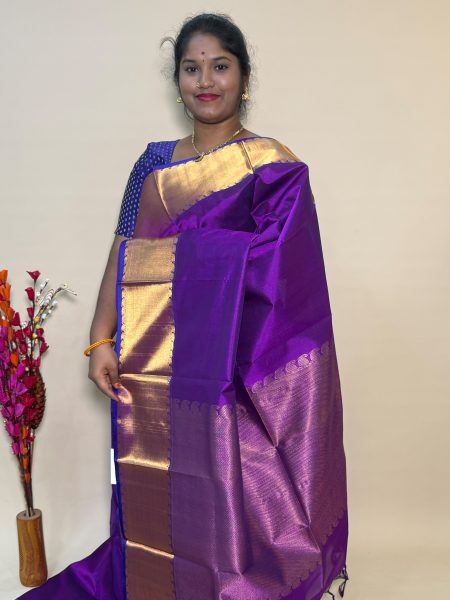 Bavanchi Silk Cotton In Dual Shaded Vadamalli With Traditional Border