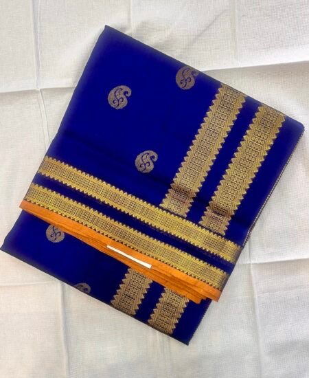 Traditional Silk Cotton Saree In Violet With Traditional Border