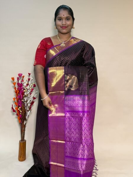 Traditional Silk Cotton Side Buttas In Coffee Brown and Majentha With Traditional Border