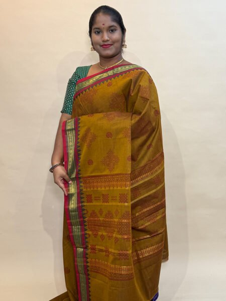 Chettinad Cotton Prints In Sampanga With Traditional Border