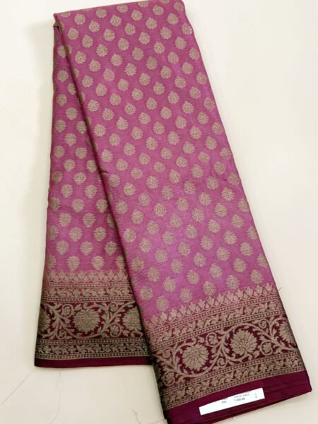 Semi Banarasi Silk In Copper Pink And Maroon With Traditional Border