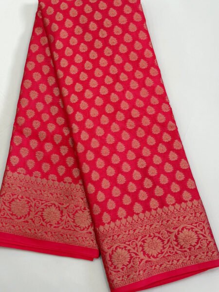Semi Banarasi Silk In Red With Traditional Border